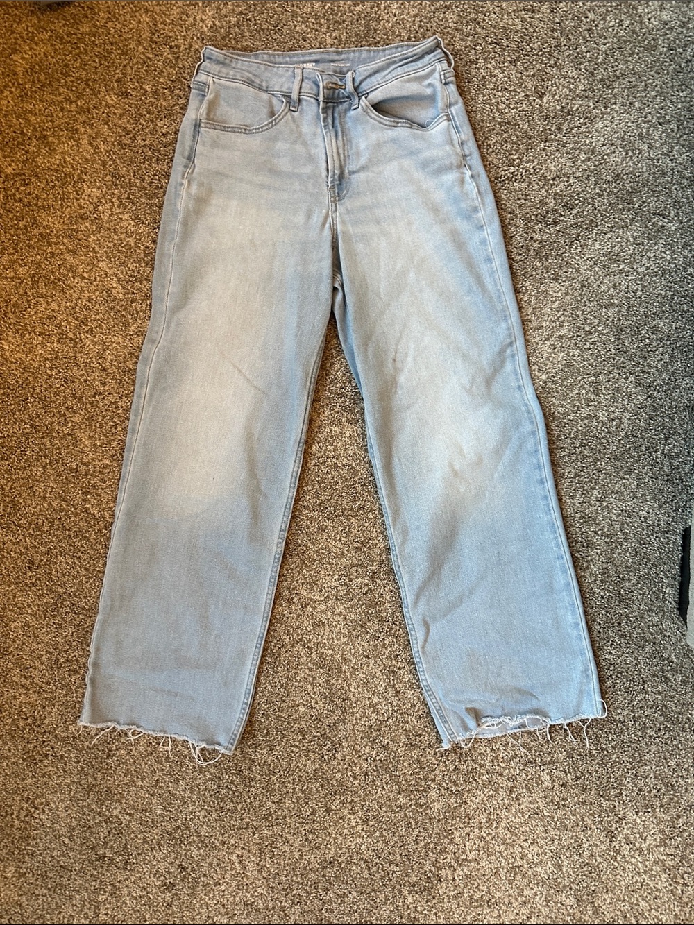 Old Navy Pale Blue Straight Leg Jeans with Raw Hem